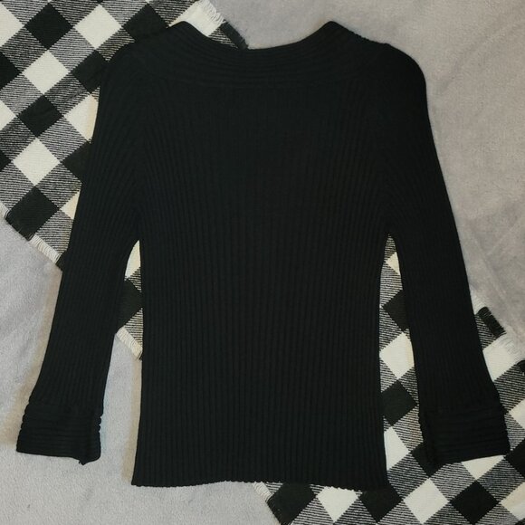 ❄️ PG | Mantles | Twisted Rib Knit V-Neck Fitted Sweater - Picture 3 of 4